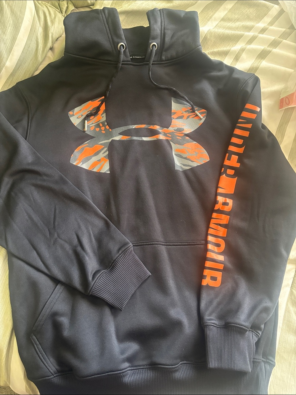 Under Armour Men’s Black Crewneck Hoodie with Orange Camo Logo